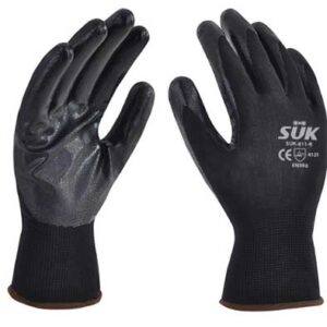 GUANTE POLIESTER NEGRO C/PALMA NITRILO S SUK-811